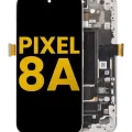 OLED Assembly With Frame (With Fingerprint Sensor) For Google Pixel 8A (Refurbished) (Porcelain)