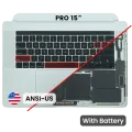 Top Case with Battery and Keyboard (ANSI US) For MacBook Pro 15" A1990 (2018-2019) (Used OEM Pull: Grade B/C) (Silver)