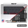 Top Case with Battery and Keyboard (ANSI US) For MacBook Pro 15" A1990 (2018-2019) (Used OEM Pull: Grade B/C) (Silver)