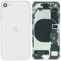 Back Housing W/ Charging Port Flex and Small Components Pre-Installed For iPhone SE (2020) (Used OEM Pull: Grade A) (White)