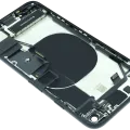 Back Housing W/ Charging Port Flex and Small Components Pre-Installed For iPhone SE (2020) (Used OEM Pull: Grade C) (Black)