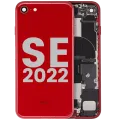 Back Housing W/ Charging Port Flex and Small Components Pre-Installed For iPhone SE (2022) (Used OEM Pull: Grade A) (Red)