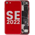 Back Housing W/ Charging Port Flex and Small Components Pre-Installed For iPhone SE (2022) (Used OEM Pull: Grade B) (Red)