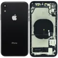 Back Housing W/ Charging Port Flex and Small Components Pre-Installed For iPhone XR (Used OEM Pull: Grade A) (Black)