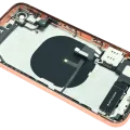 Back Housing W/ Charging Port Flex and Small Components Pre-Installed For iPhone XR (Used OEM Pull: Grade B) (Coral)