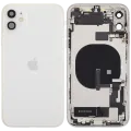 Back Housing W/ Charging Port Flex & Small Parts For iPhone 11 (Used OEM Pull: Grade C) (White)