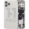 Back Housing W/ Charging Port Flex & Small Parts For iPhone 11 Pro (Used OEM Pull: Grade A) (Silver)