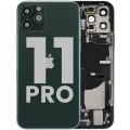 Back Housing W/ Charging Port Flex & Small Parts For iPhone 11 Pro (Used OEM Pull: Grade C) (Matte Midnight Green)