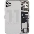 Back Housing W/ Charging Port Flex & Small Parts For iPhone 11 Pro Max (Used OEM Pull: Grade B) (Silver)