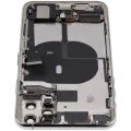 Back Housing W/ Charging Port Flex & Small Parts For iPhone 11 Pro Max (Used OEM Pull: Grade C) (Silver)
