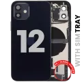 Back Housing W/ Charging Port Flex & Small Parts For iPhone 12 (EU / Global Version) (Used OEM Pull: Grade B) (Black)