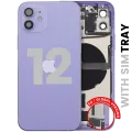 Back Housing W/ Charging Port Flex & Small Parts For iPhone 12 (EU / Global Version) (Used OEM Pull: Grade B) (Purple)