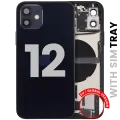 Back Housing W/ Charging Port Flex & Small Parts For iPhone 12 (EU / Global Version) (Used OEM Pull: Grade C) (Black)