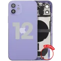 Back Housing W/ Charging Port Flex & Small Parts For iPhone 12 (US Version) (Used OEM Pull: Grade B) (Purple)