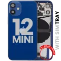 Back Housing W/ Charging Port Flex & Small Parts For iPhone 12 Mini (EU / Global Version) (Used OEM Pull: Grade B) (Blue)