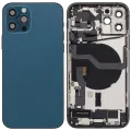Back Housing W/ Charging Port Flex & Small Parts For iPhone 12 Pro (EU / Global Version) (Used OEM Pull: Grade C) (Pacific Blue)