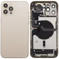 Back Housing W/ Charging Port Flex & Small Parts For iPhone 12 Pro Max (EU / Global Version) (Used OEM Pull: Grade A) (Gold)
