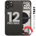 Back Housing W/ Charging Port Flex & Small Parts For iPhone 12 Pro Max (EU / Global Version) (Used OEM Pull: Grade A) (Graphite)