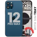 Back Housing W/ Charging Port Flex & Small Parts For iPhone 12 Pro Max (EU / Global Version) (Used OEM Pull: Grade A) (Pacific Blue)