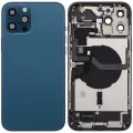 Back Housing W/ Charging Port Flex & Small Parts For iPhone 12 Pro Max (EU / Global Version) (Used OEM Pull: Grade A) (Pacific Blue)