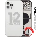 Back Housing W/ Charging Port Flex & Small Parts For iPhone 12 Pro Max (EU / Global Version) (Used OEM Pull: Grade A) (Silver)