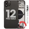 Back Housing W/ Charging Port Flex & Small Parts For iPhone 12 Pro Max (EU / Global Version) (Used OEM Pull: Grade B) (Graphite)
