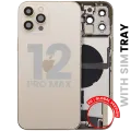 Back Housing W/ Charging Port Flex & Small Parts For iPhone 12 Pro Max (EU / Global Version) (Used OEM Pull: Grade C) (Gold)