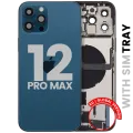 Back Housing W/ Charging Port Flex & Small Parts For iPhone 12 Pro Max (EU / Global Version) (Used OEM Pull: Grade C) (Pacific Blue)