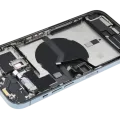 Back Housing W/ Charging Port Flex & Small Parts For iPhone 12 Pro Max (US Version) (Used OEM Pull: Grade B) (Pacific Blue)