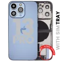Back Housing W/ Charging Port Flex & Small Parts For iPhone 13 Pro (EU / Global Version) (Used OEM Pull: Grade B) (Sierra Blue)