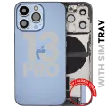 Back Housing W/ Charging Port Flex & Small Parts For iPhone 13 Pro (EU / Global Version) (Used OEM Pull: Grade C) (Sierra Blue)
