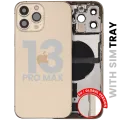 Back Housing W/ Charging Port Flex & Small Parts For iPhone 13 Pro Max (EU / Global Version) (Used OEM Pull: Grade A) (Gold)