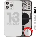 Back Housing W/ Charging Port Flex & Small Parts For iPhone 13 Pro Max (EU / Global Version) (Used OEM Pull: Grade A) (Silver)