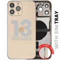 Back Housing W/ Charging Port Flex & Small Parts For iPhone 13 Pro Max (EU / Global Version) (Used OEM Pull: Grade B) (Gold)