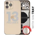 Back Housing W/ Charging Port Flex & Small Parts For iPhone 13 Pro Max (EU / Global Version) (Used OEM Pull: Grade C) (Gold)