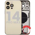 Back Housing W/ Charging Port Flex & Small Parts For iPhone 14 Pro Max (EU / Global Version) (Used OEM Pull: Grade C) (Gold)