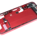 Mid-Frame Housing W/ Charging Port Flex & Small Parts For iPhone 14 (EU / Global Version) (Used OEM Pull: Grade B) (Red)