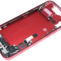 Mid-Frame Housing W/ Charging Port Flex & Small Parts For iPhone 14 (EU / Global Version) (Used OEM Pull: Grade B) (Red)