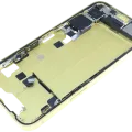 Mid-Frame Housing W/ Charging Port Flex & Small Parts For iPhone 14 (EU / Global Version) (Used OEM Pull: Grade B) (Yellow)