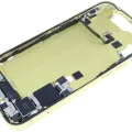 Mid-Frame Housing W/ Charging Port Flex & Small Parts For iPhone 14 (EU / Global Version) (Used OEM Pull: Grade B) (Yellow)