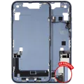 Mid-Frame Housing W/ Charging Port Flex & Small Parts For iPhone 14 (US Version) (Used OEM Pull: Grade A) (Blue)