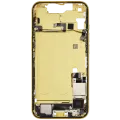Mid-Frame Housing W/ Charging Port Flex & Small Parts For iPhone 14 (US Version) (Used OEM Pull: Grade A) (Yellow)