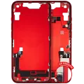 Mid-Frame Housing W/ Charging Port Flex & Small Parts For iPhone 14 (US Version) (Used OEM Pull: Grade B) (Red)