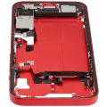 Mid-Frame Housing W/ Charging Port Flex & Small Parts For iPhone 14 (US Version) (Used OEM Pull: Grade B) (Red)