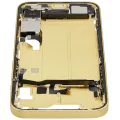Mid-Frame Housing W/ Charging Port Flex & Small Parts For iPhone 14 (US Version) (Used OEM Pull: Grade B) (Yellow)