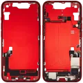 Mid-Frame Housing W/ Charging Port Flex & Small Parts For iPhone 14 (US Version) (Used OEM Pull: Grade C) (Red)