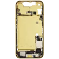 Mid-Frame Housing W/ Charging Port Flex & Small Parts For iPhone 14 (US Version) (Used OEM Pull: Grade C) (Yellow)