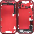 Mid-Frame Housing W/ Charging Port Flex & Small Parts For iPhone 14 Plus (EU / Global Version) (Used OEM Pull: Grade A) (Red)