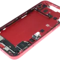 Mid-Frame Housing W/ Charging Port Flex & Small Parts For iPhone 14 Plus (EU / Global Version) (Used OEM Pull: Grade A) (Red)