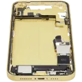 Mid-Frame Housing W/ Charging Port Flex & Small Parts For iPhone 14 Plus (US Version) (Used OEM Pull: Grade B) (Yellow)